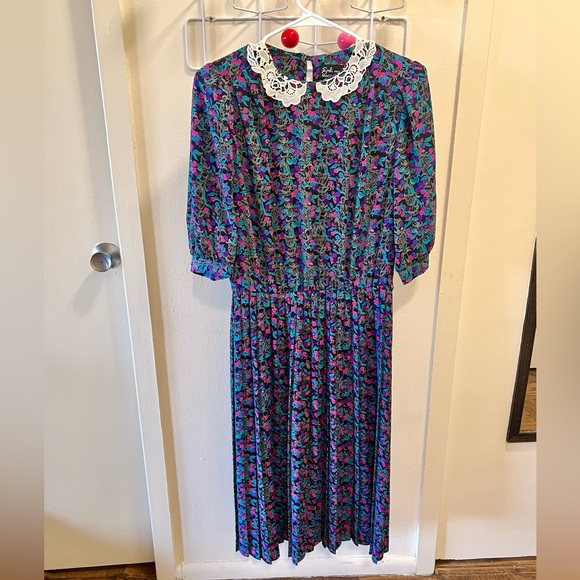 Vintage Dresses & Skirts - 80s Vintage 🌺 Breli Originals Pleated-Skirt Floral Dress